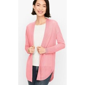 Talbots Plus Pink Linen Blend Open Front Cardigan Sweater‎ Women Size 2X